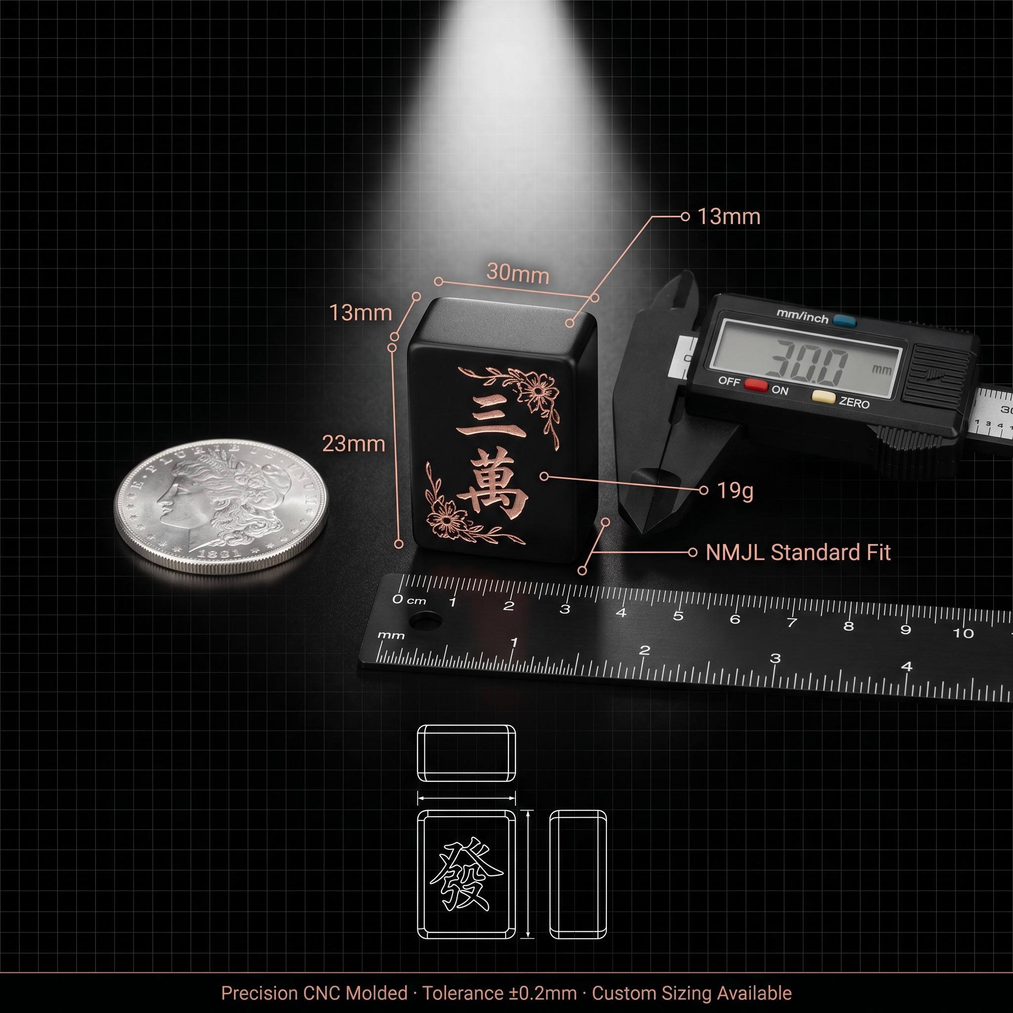 Black Acrylic American Mahjong Set – 166 Tiles detail