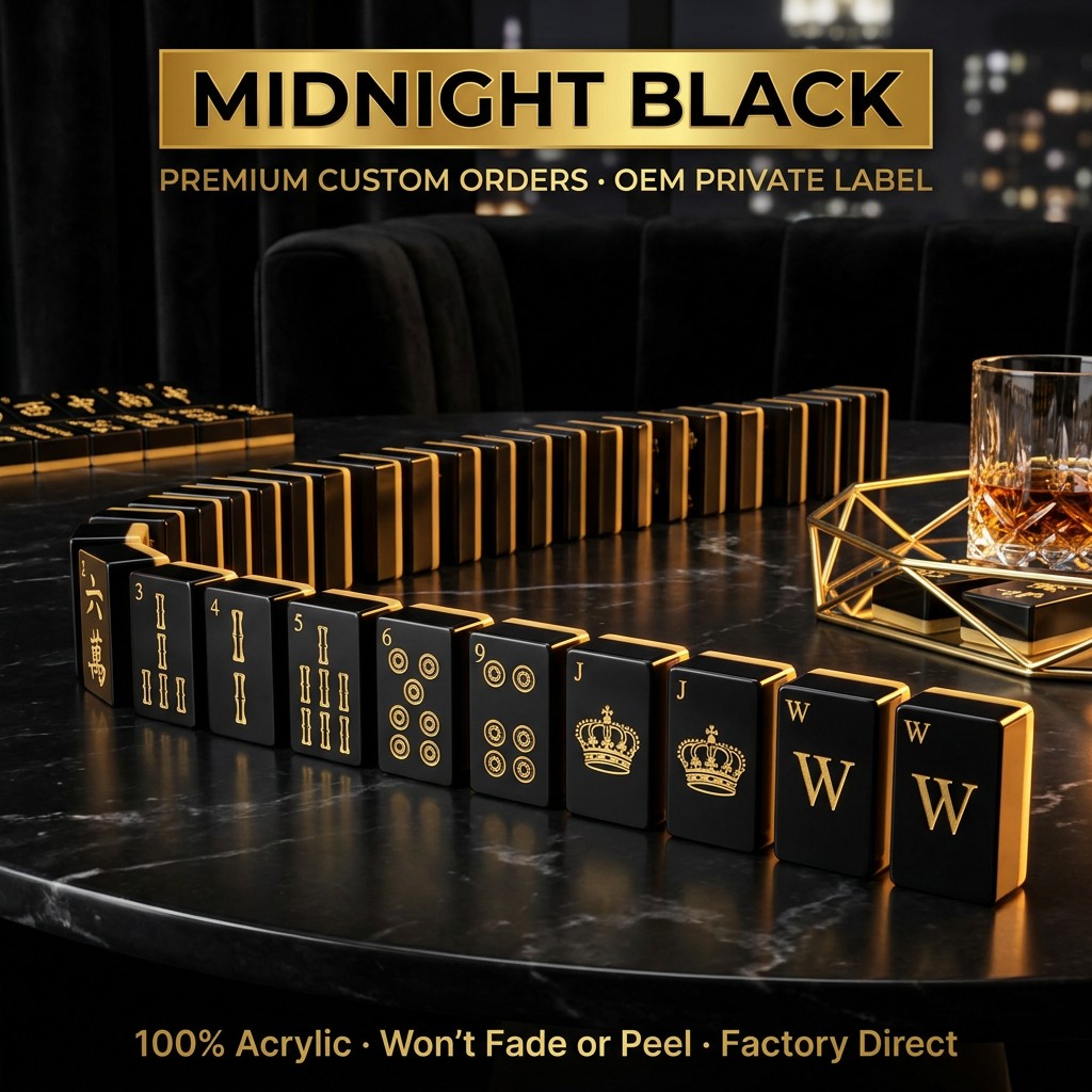 Rose Gold Acrylic American Mahjong Set – 166 Tiles — Midnight Black variant