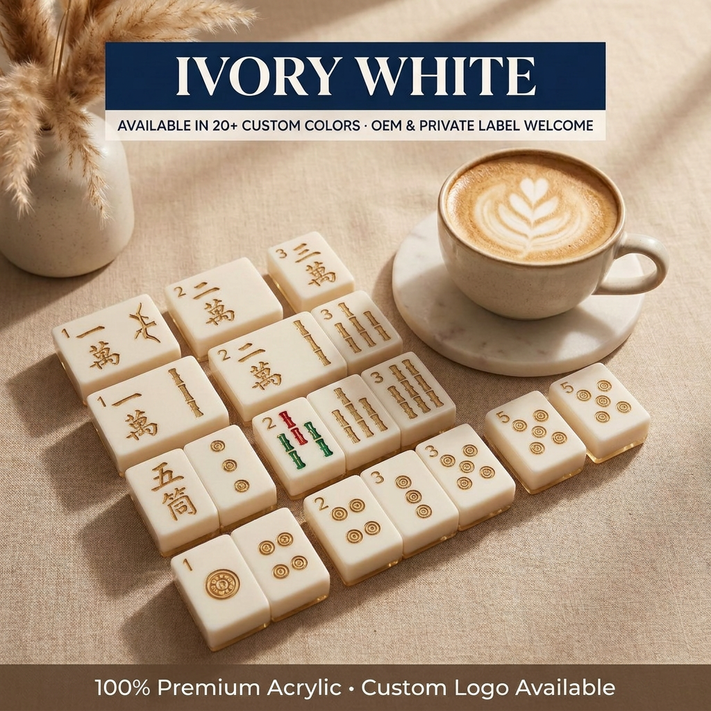 Clear Modern Acrylic American Mahjong Set – 166 Tiles (CS-073) — Ivory White variant