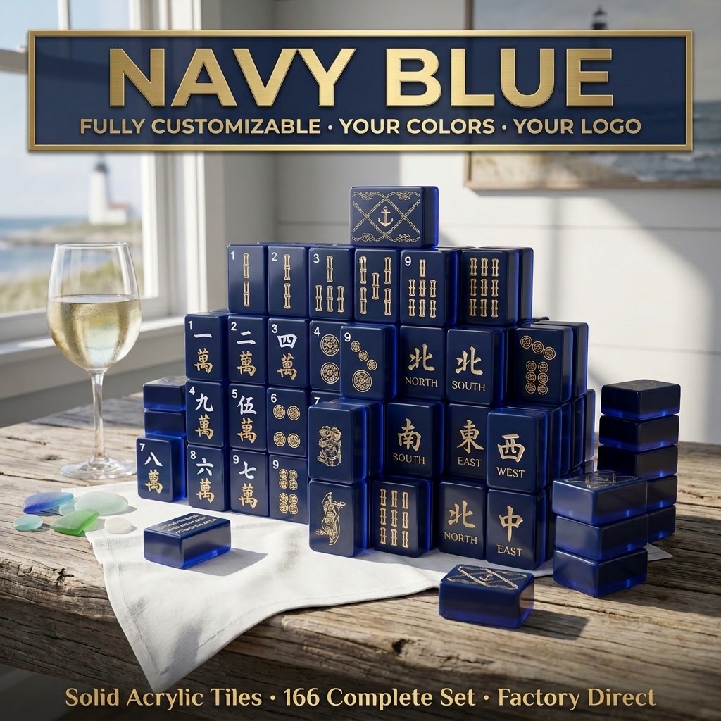 Clear Acrylic American Mahjong Set – 166 Tiles — Navy Blue variant
