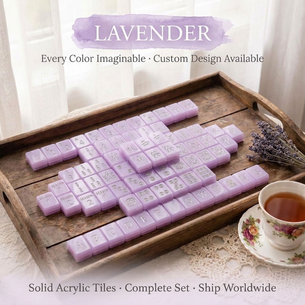 Modern Acrylic American Mahjong Set – 166 Tiles with Engraved Detail — Lavender variant