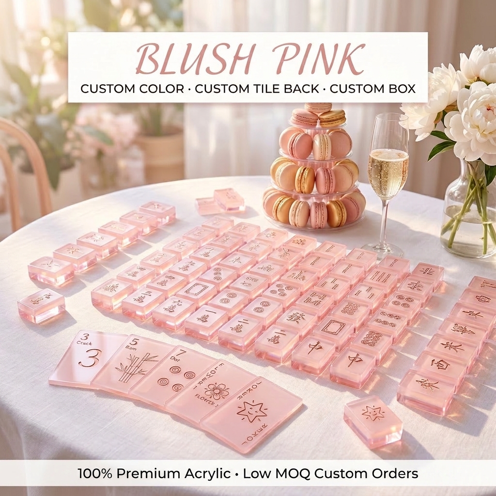 White Acrylic American Mahjong Set – 166 Tiles — Blush Pink variant