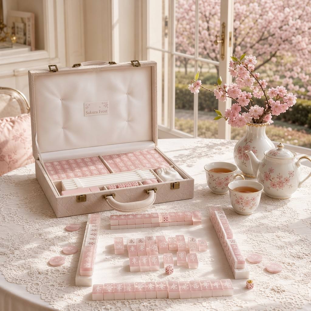 Pink Acrylic American Mahjong Set – 160 Tiles detail