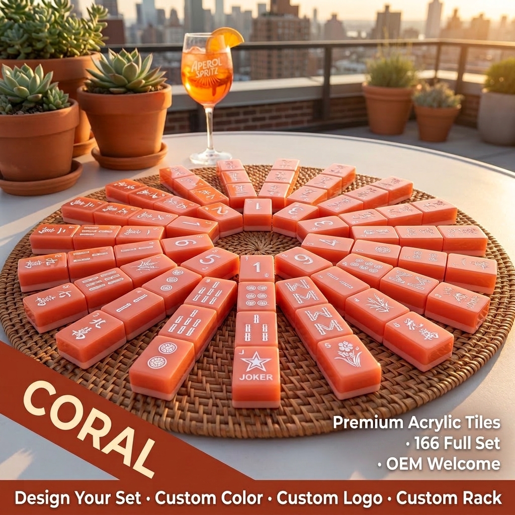 Ivory White Acrylic American Mahjong Set – 160 Tiles — Coral variant